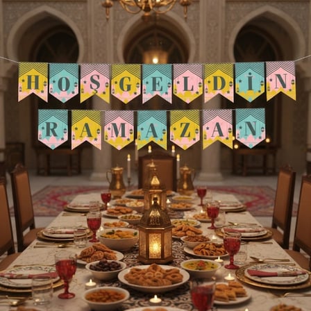 Nevamel® Ramazan Renkli Banner Süs - Hoşgeldin Ramazan