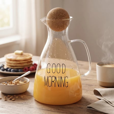 Nevamel® Yuvarlak Mantar Kapaklı Sürahi - 1500 ml - Yüksek Kaliteli Cam