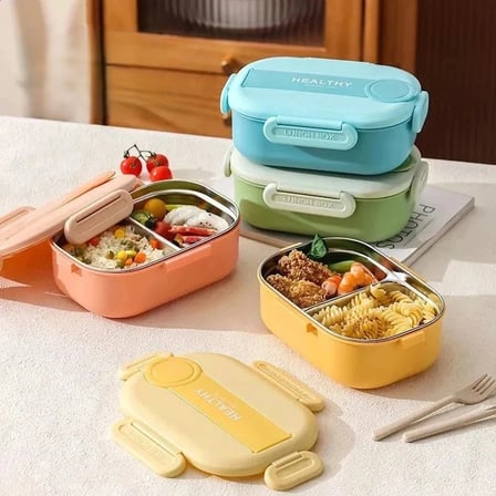 Nevamel® 2 Bölmeli Yemek Kabı - 304 Paslanmaz Çelik - 900 ml