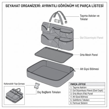 Nevamel® Seyahat Çantası - Yer Küçültücü Organizer  - Çok Bölmeli