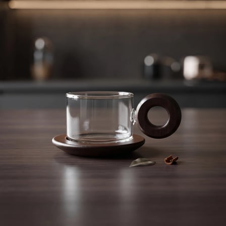 Nevamel® 12 Parça Kahve Takımı - 6 Parça Akasya Altlık - 6 Parça Düz Fincan