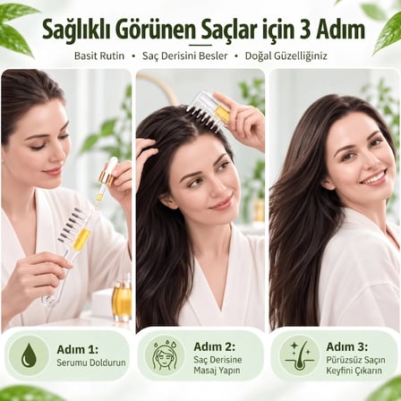 Nevamel® Saç Bakım Yağı Uygulama Tarağı - Serum Tarağı - Yeniden Doldurulabilir Hazne