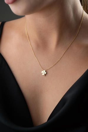 925 Ayar Gümüş Minimalist Dört Yapraklı Yonca Kolye 