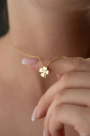 925 Ayar Gümüş Minimalist Dört Yapraklı Yonca Kolye 