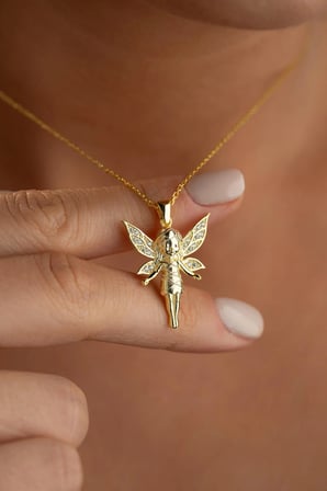925 Ayar Gümüş Zirkon Taşlı Peri Kolye 