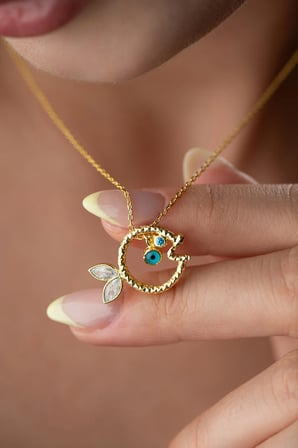 925 Ayar Gümüş Nazarlı Balık Kolye 