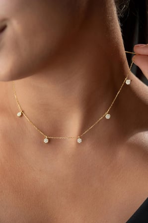 925 Ayar Gümüş Taşlı Yuvarlak Charm Sallantılı Şans Kolyesi