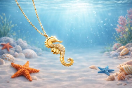 ​925 Ayar Gümüş Deniz Atı Kolye (GOLD)