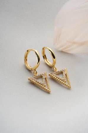 925 Ayar Gümüş Üçgen Küpe (GOLD)