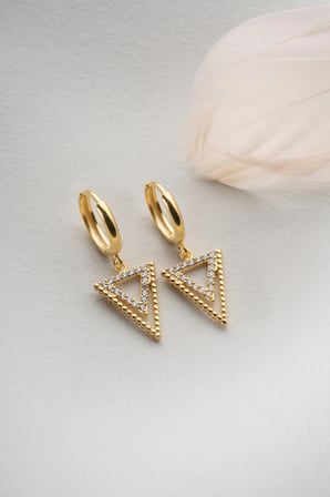 925 Ayar Gümüş Üçgen Küpe (GOLD)