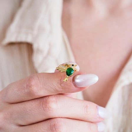 925 Ayar Gümüş Emerald Doğum Taşlı Sinek Kuşu Küpe