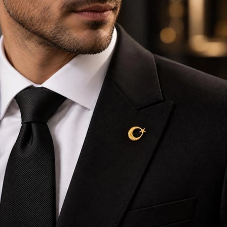 Ay Yıldız Yaka Rozeti – Türk Bayrağı Temalı Ceket Yaka İğnesi | Şık Unisex Rozet (KADİFE KUTULU)