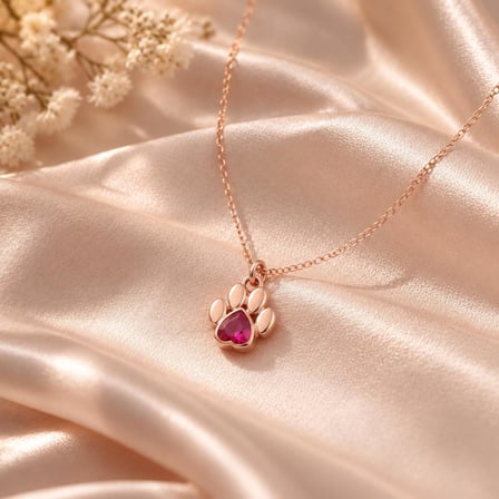 925 Ayar Gümüş Ruby Doğum Taşlı Pati Kolye