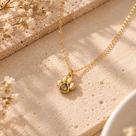 925 Ayar Gümüş Peridot Doğum Taşlı Pati Kolye