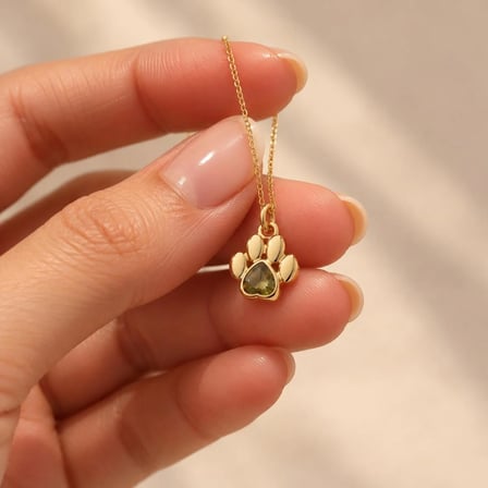 925 Ayar Gümüş Peridot Doğum Taşlı Pati Kolye