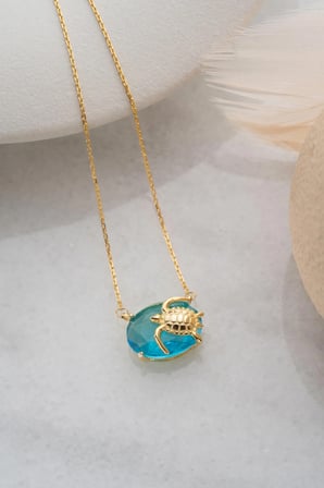 925 Ayar Gümüş Gold Caretta Caretta Kolye – Deniz Kaplumbağası Figürlü Kadın Kolye