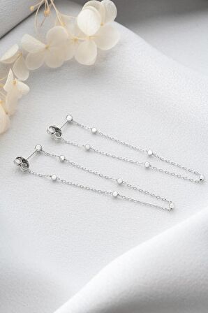 925 Ayar Gümüş Zincirli Toplu Küpe (SILVER)