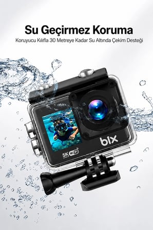 5K Aksiyon Kamerası Wi-Fi 50MP Çift Ekran Su Geçirmez Kılıflı Vlog Kamerası EIS Sony IMX386 Sensörlü
