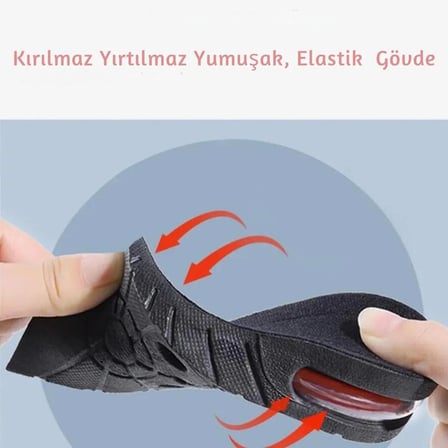 Hava Yastıklı 4,5 ve 3 cm Boy Uzatan , Gizli Topuk Yükselten Siyah Ayakkabı Tabanlığı, Boy Uzatan Tabanlık( 2 Parçalı)