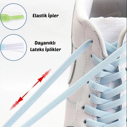 Tak Bırak Ayakkabı Bağcığı, Bağlanmayan Bağcık, Yeni Nesil Elastik, Pratik, Akıllı Bağcık, 1 Çift Gökkuşağı