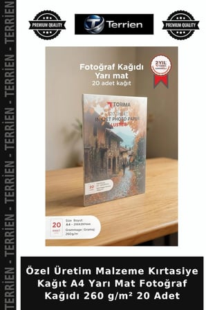 Özel Üretim Malzeme Kırtasiye Kağıt A4 Yarı Mat Fotoğraf Kağıdı 260 g/m² 20 Adet