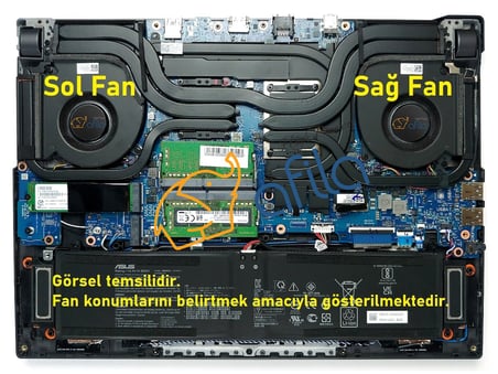 Asus G713Q uyumlu Notebook CPU, İşlemci Fanı, Sol Fan - Ver.2 - 12V - Tip-A / 13NR08E0P02011