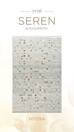 Atlas Halı Seren NF09A Krem Mavi Akrilik Silinebilir Yumuşak Leke Tutmaz Halı