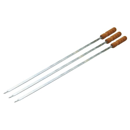 Delux Serisi Mangal Gereci Kamp Aleti Et Pişirici Tavuk Şişi Dar Yassı Metal 50 cm
