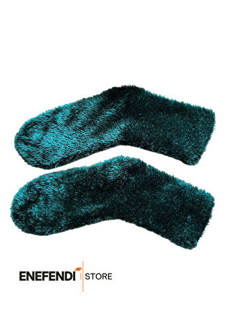 Kadın Erkek Tüylü Kışlık Termal Çorap – Dikişsiz Peluş Rahat Şık Ev ve Parti Çorabı Yeşil
