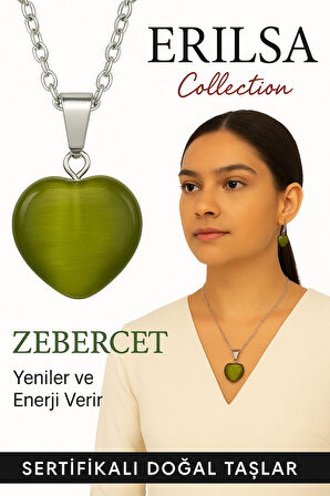 Sertifikalı Kalp Model Zebercet (Peridot) Taşı Kolye – Şans, Arınma ve Kalp Açıcı Enerji