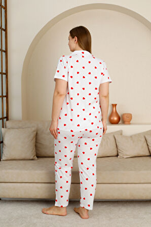 Büyük Beden %100 Pamuk Düğmeli Kadın Pijama Takımı – Rahat ve Şık Gömlek Pijama Tasarımı 