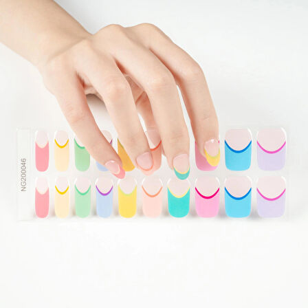 Colorful French Jel Tırnak, 20 Adet (2 Kullanım)