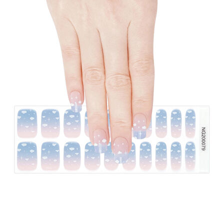 Blue Cloud Nail Art, Jel Tırnak 20 Adet (2 Kullanım)