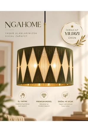 NGAHOME El Yapımı Sümbül Sultan Haki Örme Avize (Ampul Hediyelidir.)