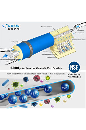 Vontron 75 gpd Membran Filtre,Su Arıtma Filtresi