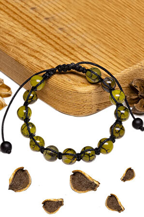 Sertifikalı Ejderha Damarlı Yeşil Akik Taşı Bileklik