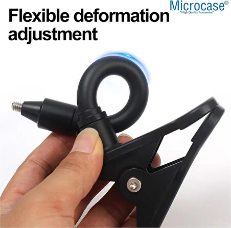 Microcase Kıskaç Tutacaklı 1/4 Vida Girişli Esnek Web Kamera Bebek Kamerası Tutucu - SİYAH AL5013
