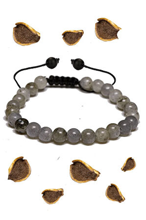 Sertifikalı Aaa+ Labradorit Taşı Bileklik - Makrome