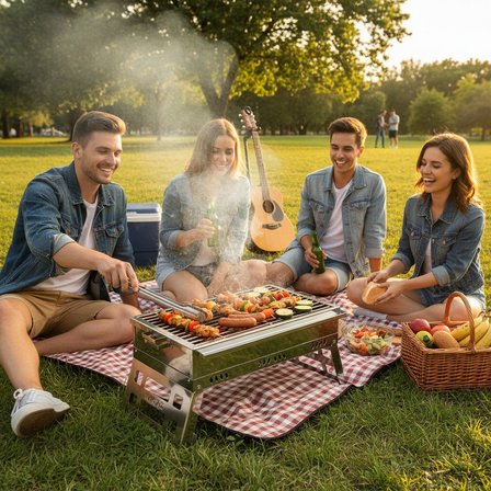 Nurgaz Campout NG N099 Lüx Katlanır Krom Mangal
