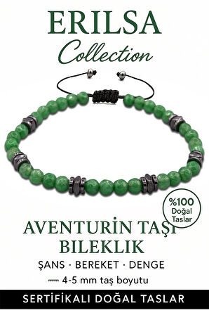 Sertifikalı Fasetli AAA+ Terahertz ve Aventurin Taşı Bileklik – İnce Model Şans ve Bereket