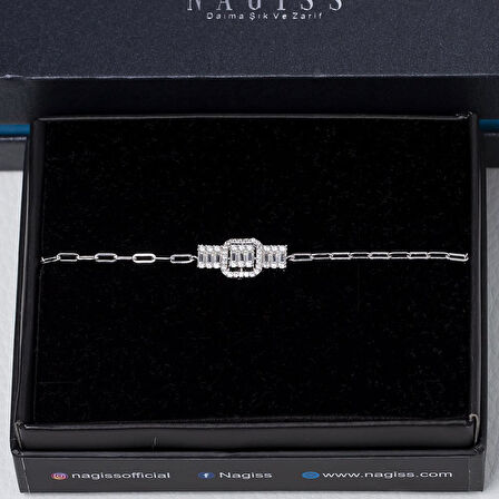 Baget Zirkon Taşlı 925 Ayar Gümüş İthal Kadın Bileklik