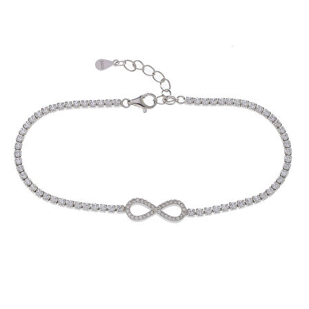 Sonsuzluk Model 925 Ayar Gümüş İnce Suyolu Kadın Bileklik