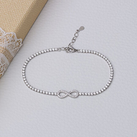 Sonsuzluk Model 925 Ayar Gümüş İnce Suyolu Kadın Bileklik