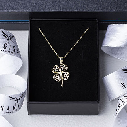 Yonca Model-1 Gold Rengi 925 Ayar Gümüş Kadın Kolye