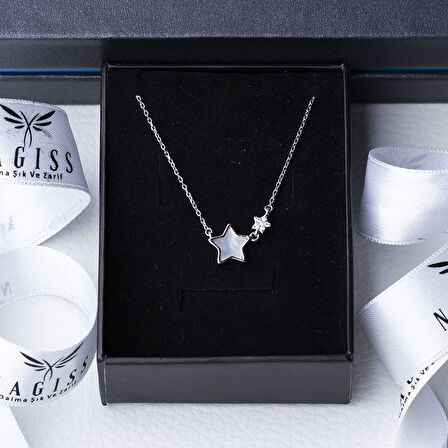 Yıldız Sedef Taşlı Model 925 Ayar Gümüş Kadın Kolye