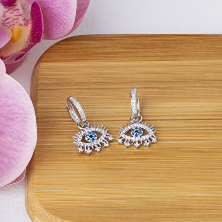 Göz Model Zirkon Taşlı 925 Ayar Gümüş Kadın Küpe