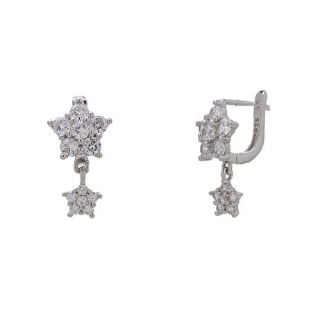 Çiçek Model-4 925 Ayar Gümüş Zirkon Taşlı Kadın Küpe