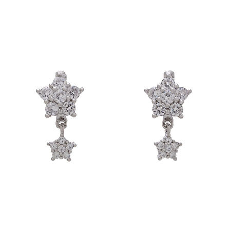 Çiçek Model-4 925 Ayar Gümüş Zirkon Taşlı Kadın Küpe