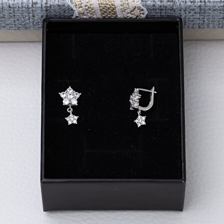 Çiçek Model-4 925 Ayar Gümüş Zirkon Taşlı Kadın Küpe