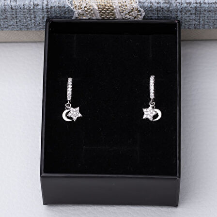 Ayyıldız Model Zirkon Taşlı 925 Ayar Gümüş Kadın Küpe